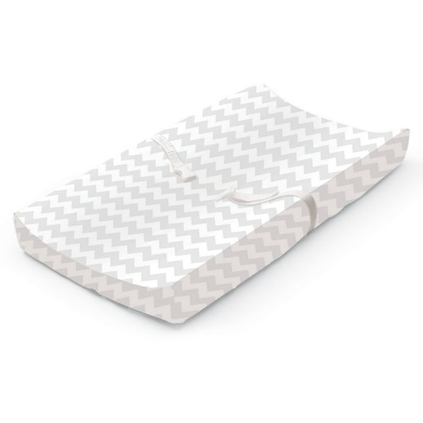 Personalized Changing Pad Cover in Gray and Black Chevron Minky fits Contoured Pad Cover
